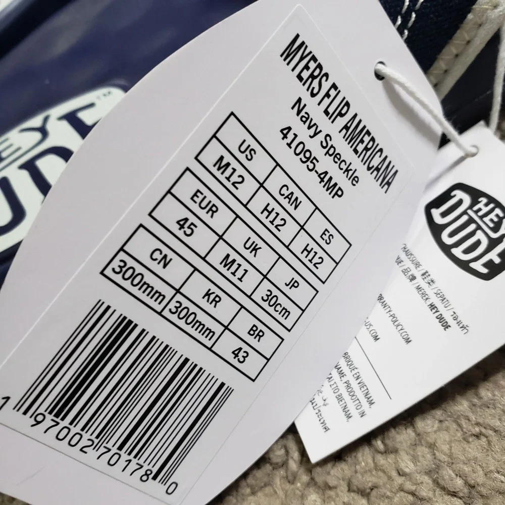 Hey Dude Myers Flip Flop Sport Mode Navy Speckle Men Size 12 Slides Sandals